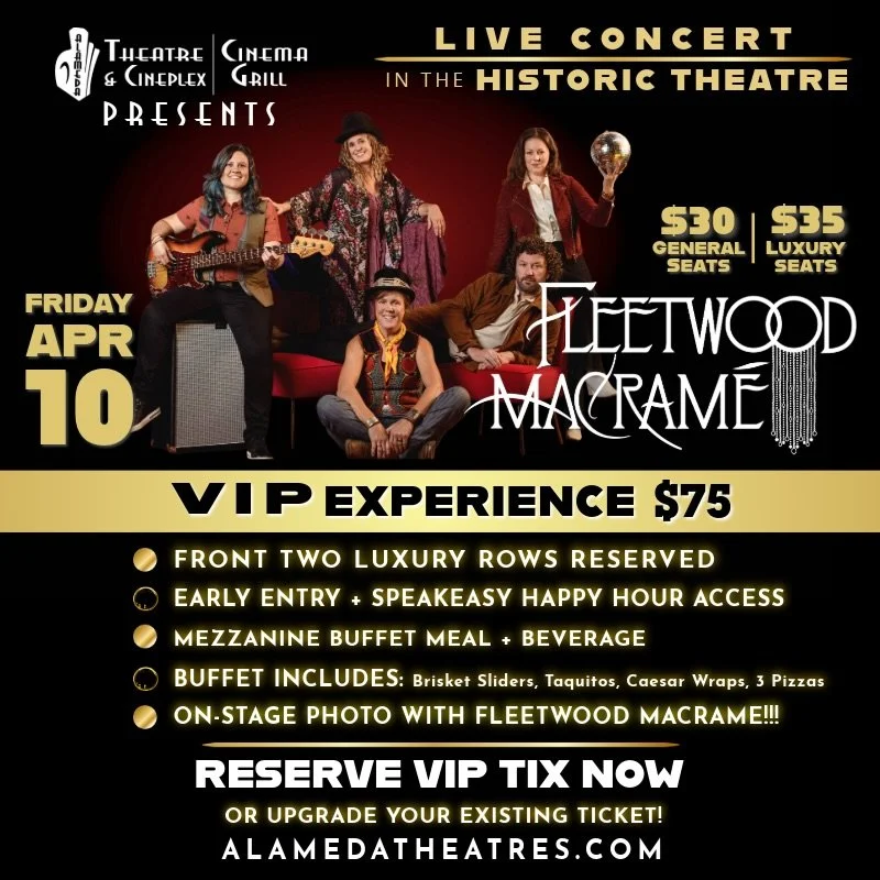 Reserve your tickets now @alamedatheatres for @fleetwoodmacrameband live in concert - Friday April 10th. 

General, Luxury and VIP seating is available!

More details snd reservations at AlamedaTheaters.com 

@westalamedabusiness #alameda #alamedaeve