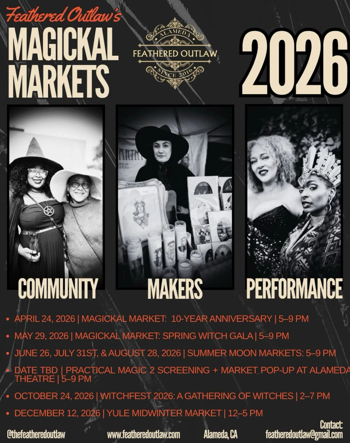 Mark your calendar and join us in celebrating Feathered Outlaw&rsquo;s Magickal Market 10 Year Anniversary! 

Feathered Outlaw, Alameda&rsquo;s beloved sacred space boutique and community hub for modern mysticism, will celebrate its 10-year anniversa