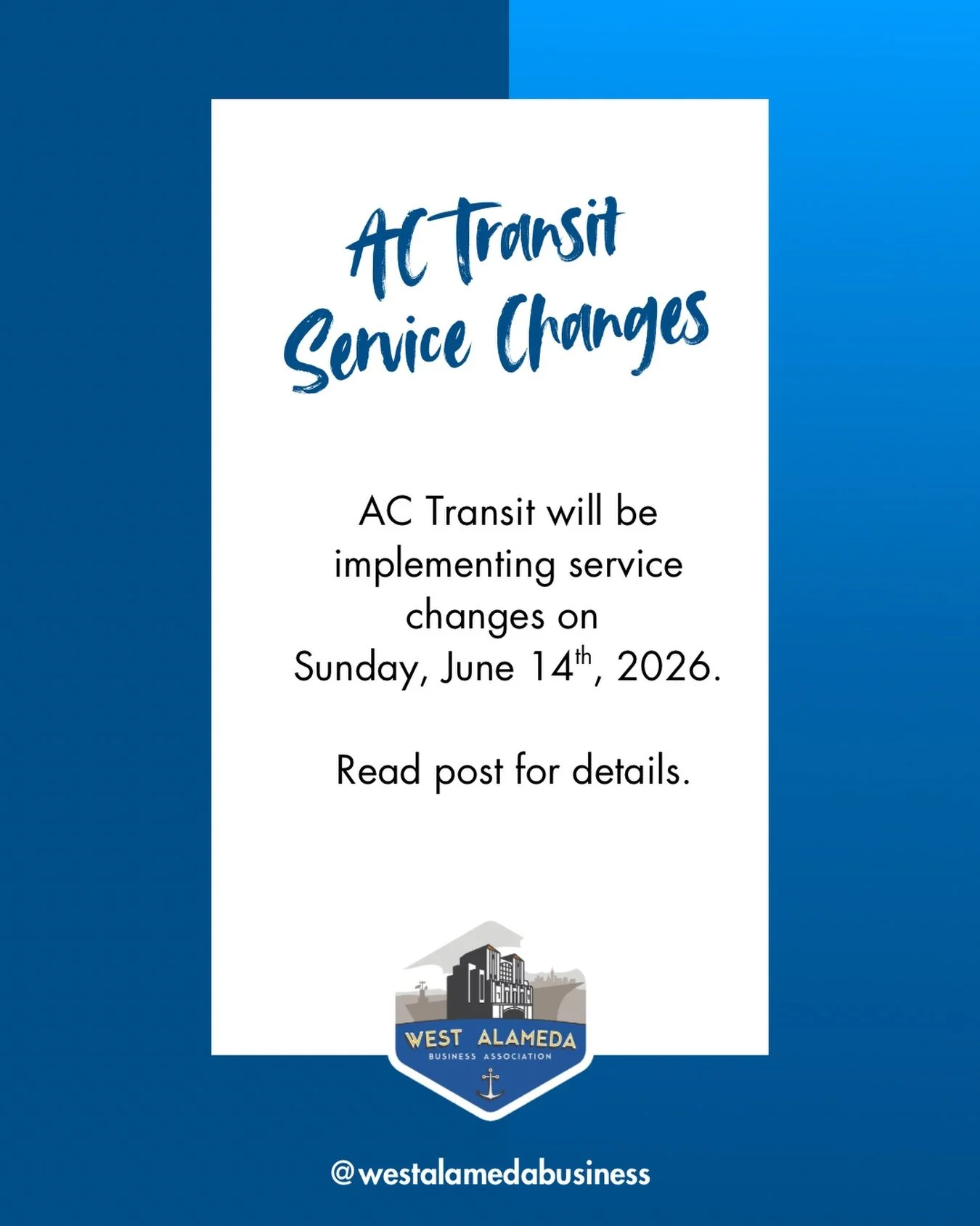 To prepare for the summer months, AC Transit will be implementing service changes on Sunday, June 14. 

The following is a summary of the changes for the summer.

Highlights of changes:

Lines 600&ndash;699, and trips on other routes that provide ext