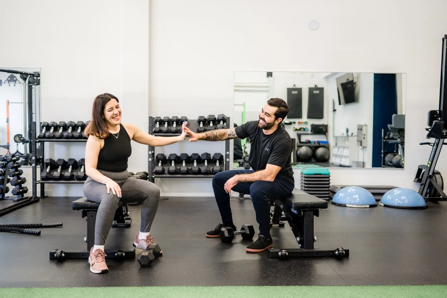 one on one personal training session at life studio in north vancouver focusing on fitness goals and strength training