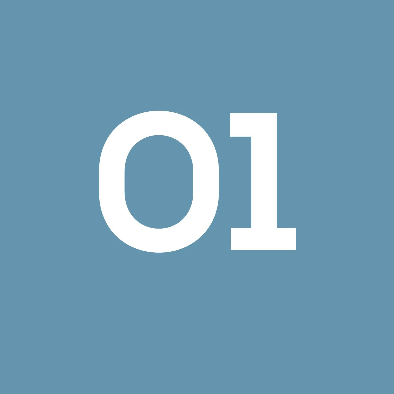 White number 01 on a blue background