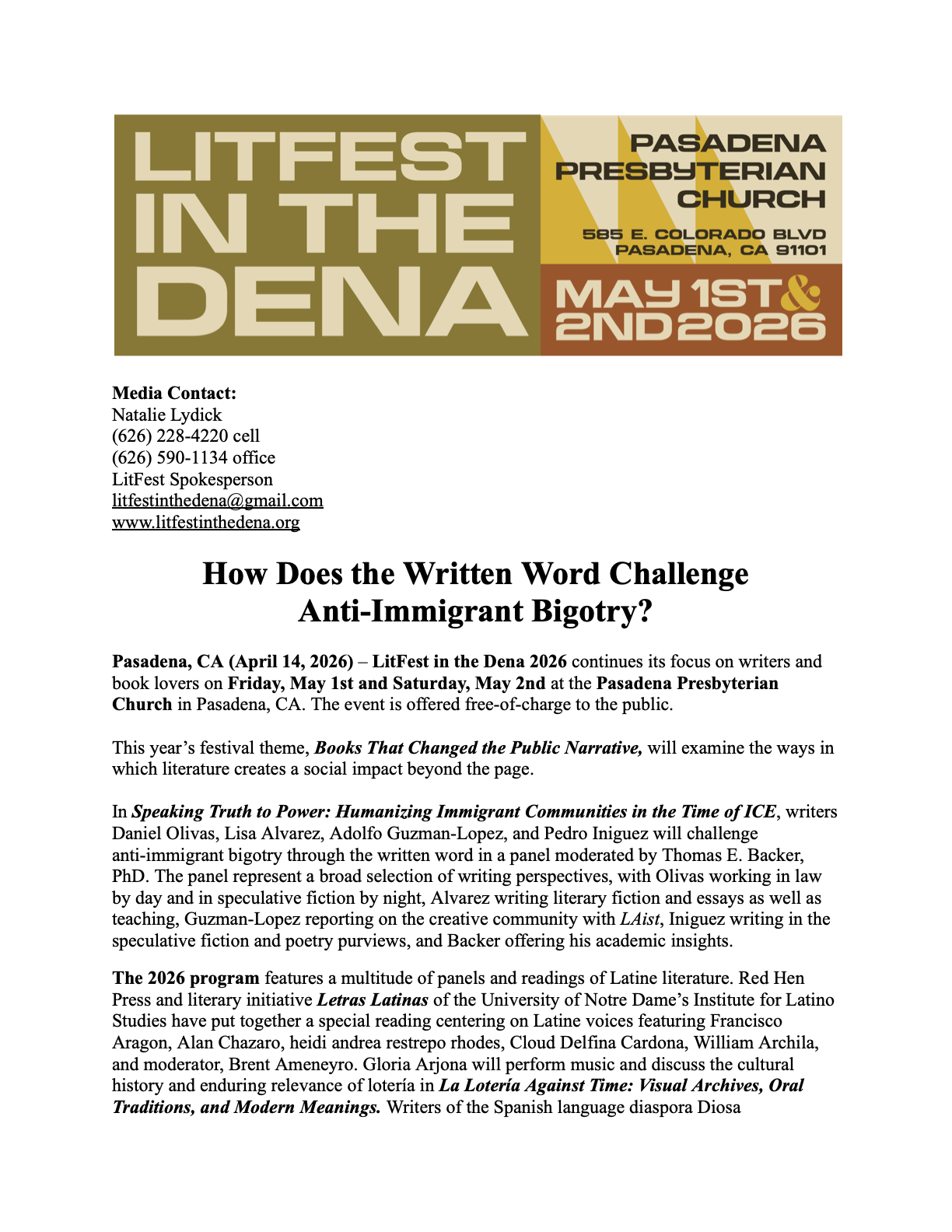 LitFest 2026 Press Release