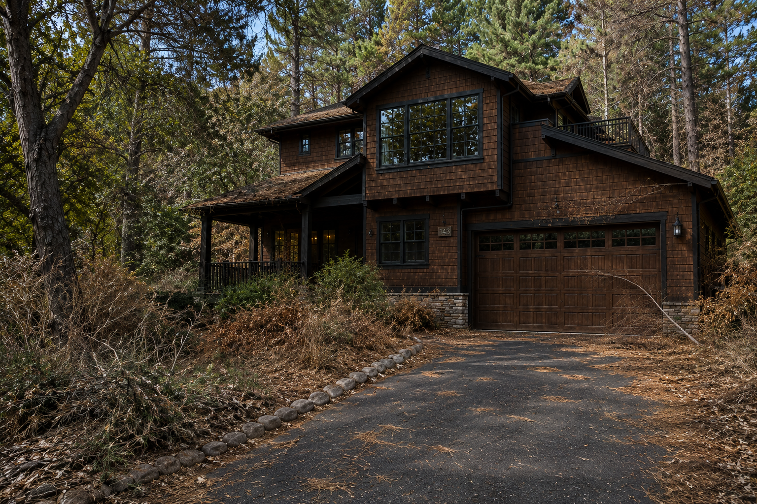 Property before wildfire prevention cleanup
