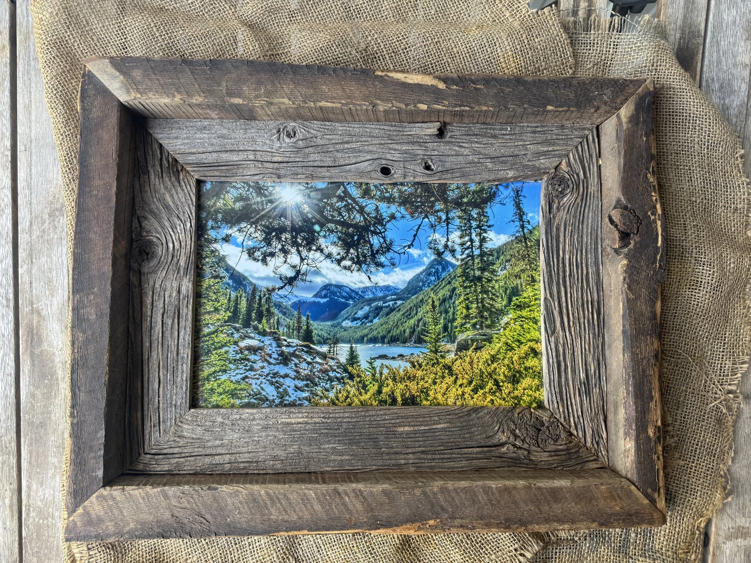 "This Not So Hidden Lake ~ 8"x12" Rustic Repurposed Barn Wood Frame ~ Lava Lake, Gallatin Gateway, Montana
