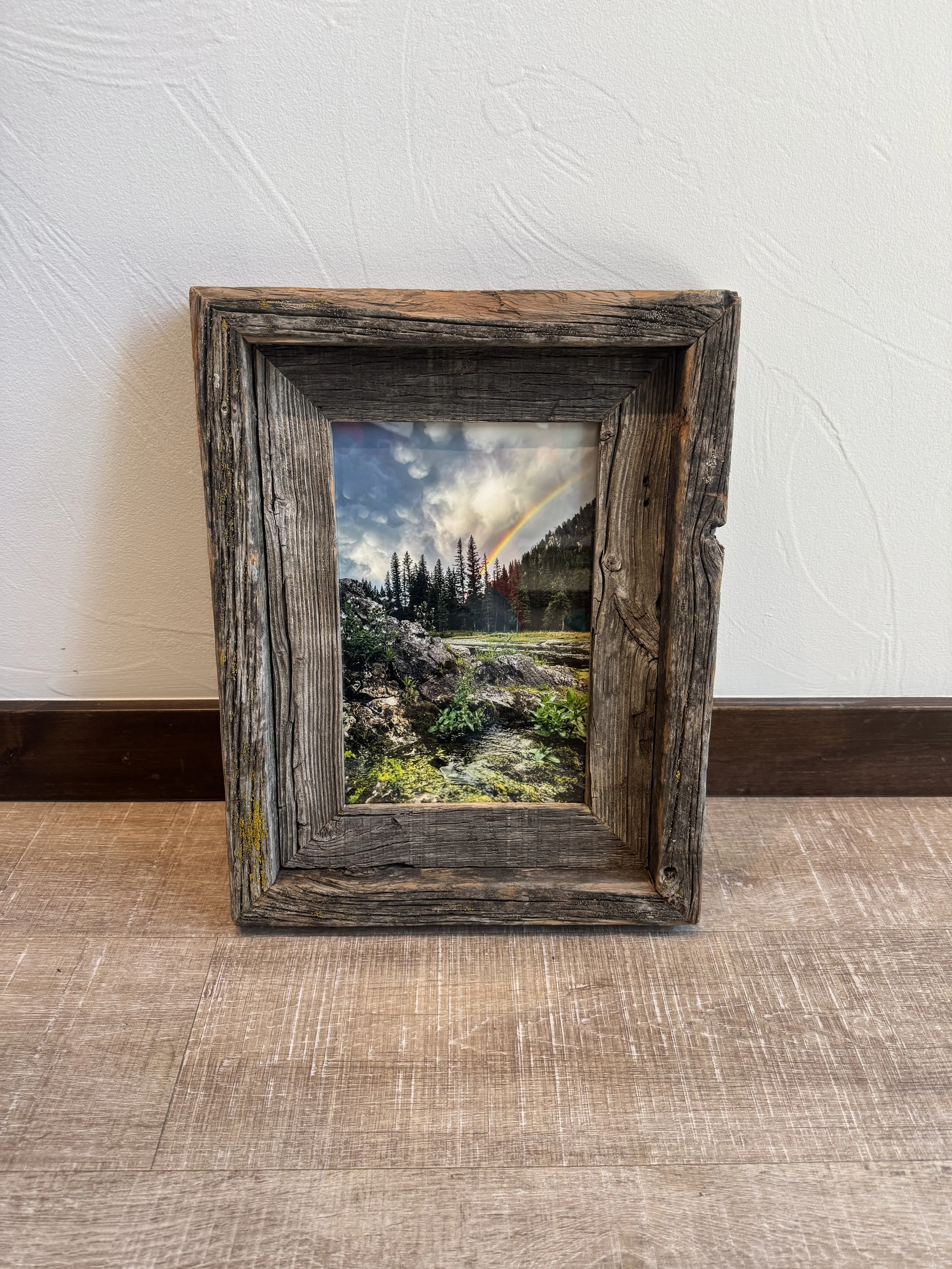 "Mystic Rainbow" ~ 12"x8" Rustic Repurposed Barn Wood Frame ~ Big Sky, Montana