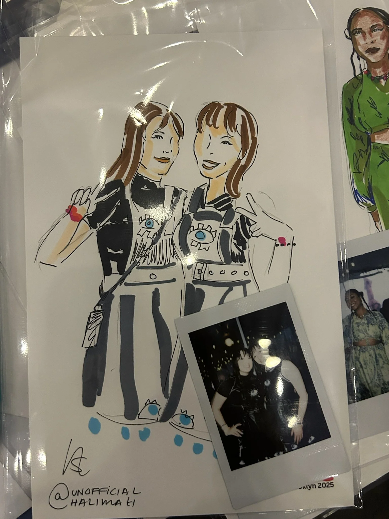 Sisters Holding Up their Live Event Illustration Portrait