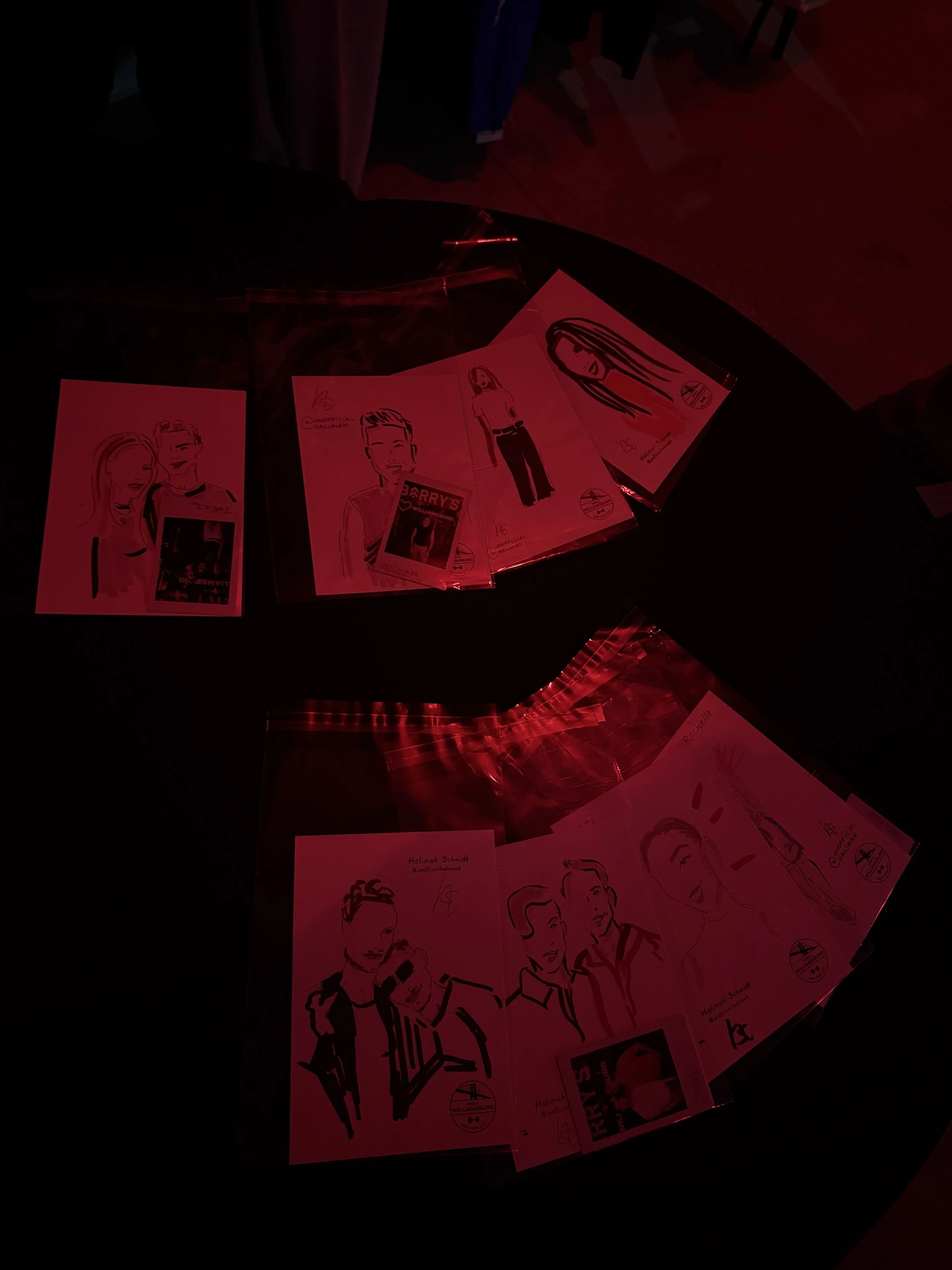 Collection of live guest portraits created for a Barry’s NYC event