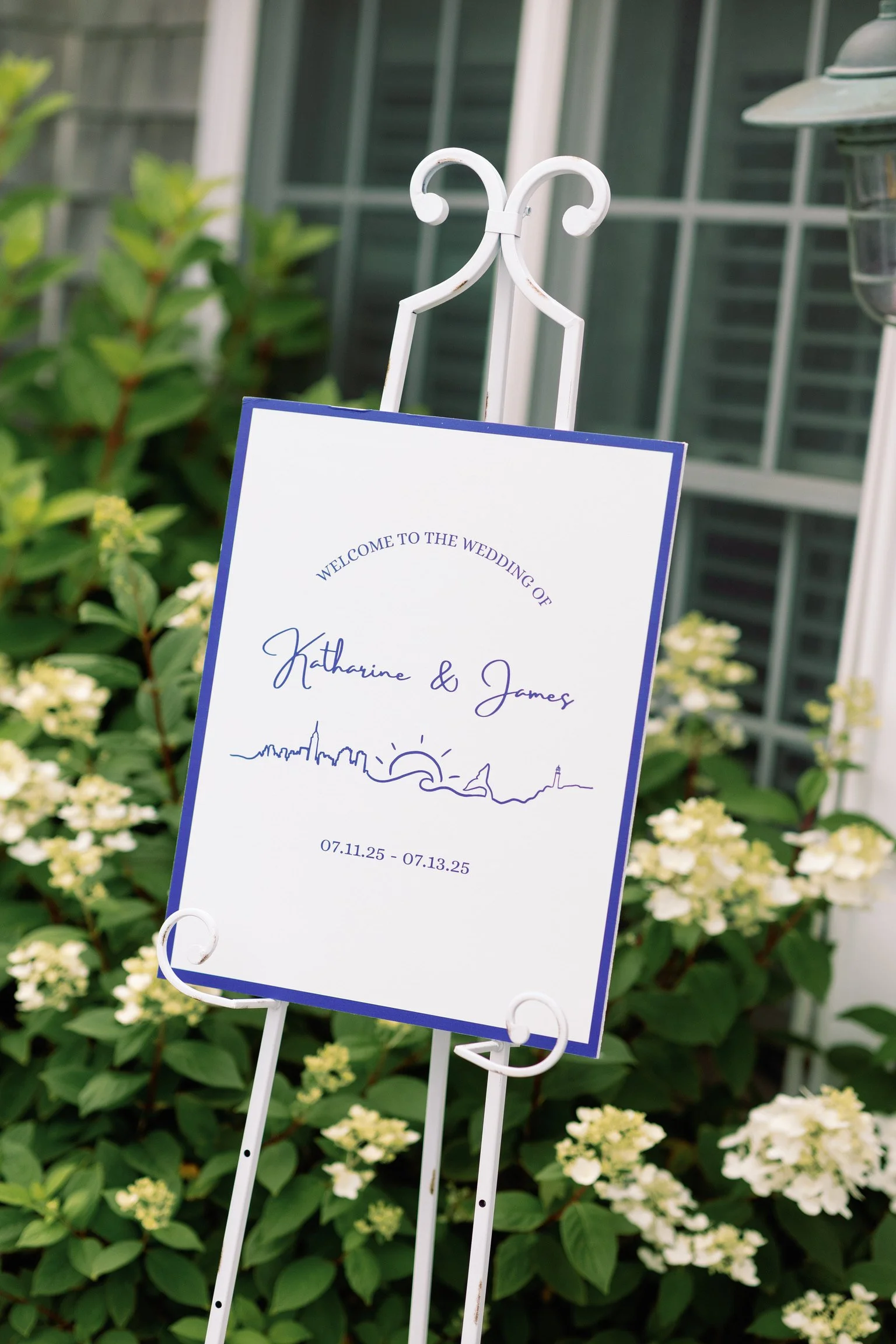 Custom wedding welcome sign for Katharine and James
