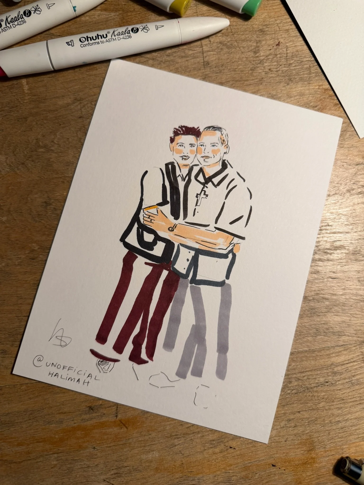 Couples Drawing for Brooklyn Wedding Portraits Illustrated Live