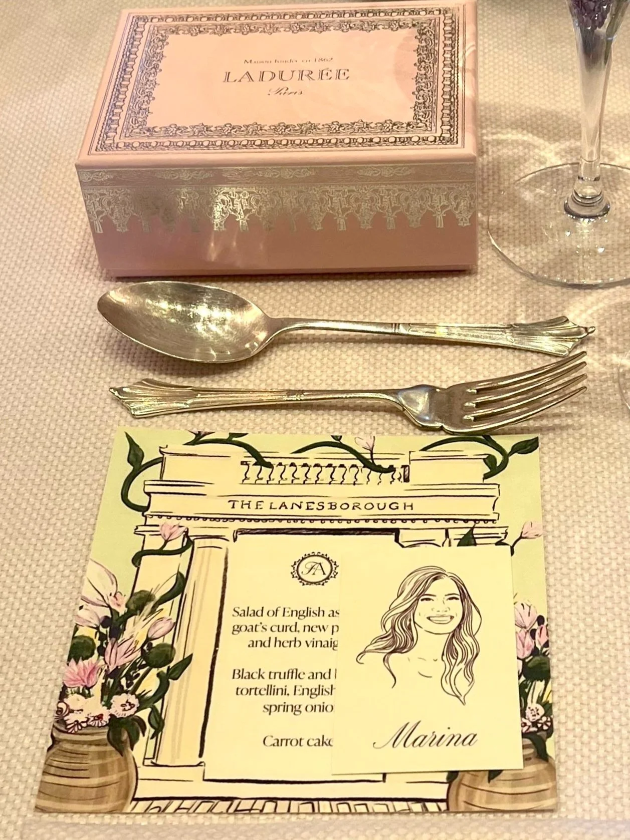 Custom illustrated menu with guest portrait