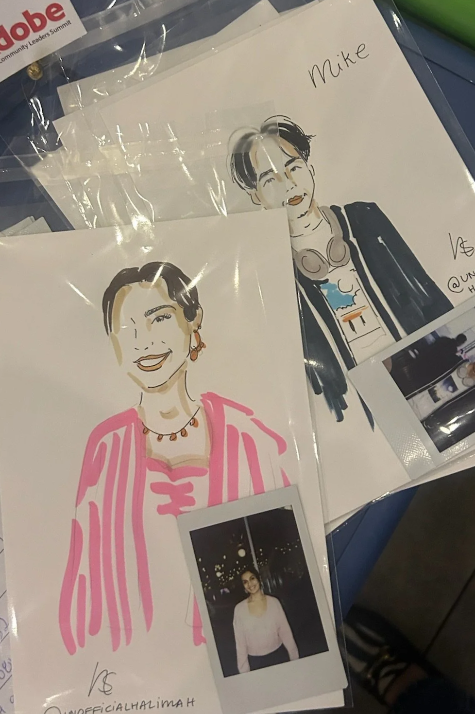 Custom guest portrait illustrated live for Adobe in New York City
