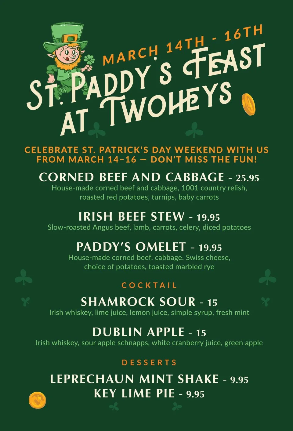 St. Patty's Feast Menu