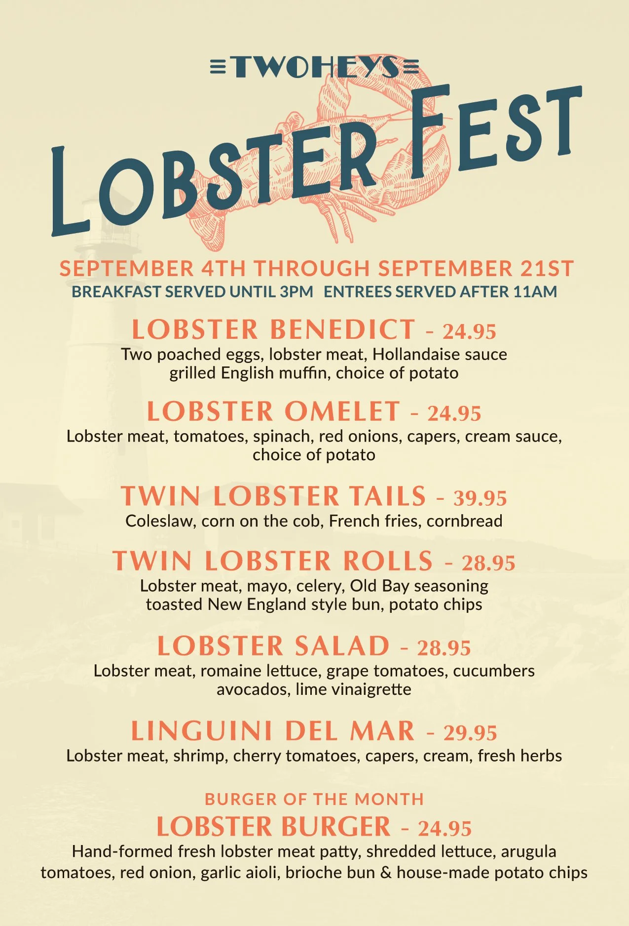 Lobster Fest Menu