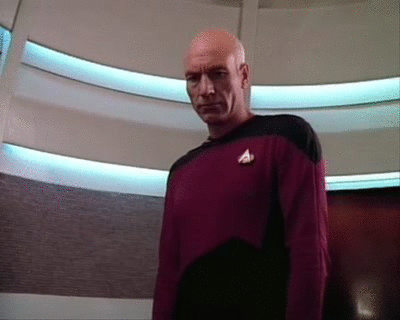 Picard's turbolift opens to outer space!