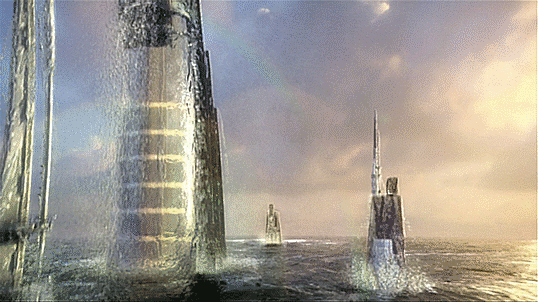 Star Gate Atlantis rising up through water