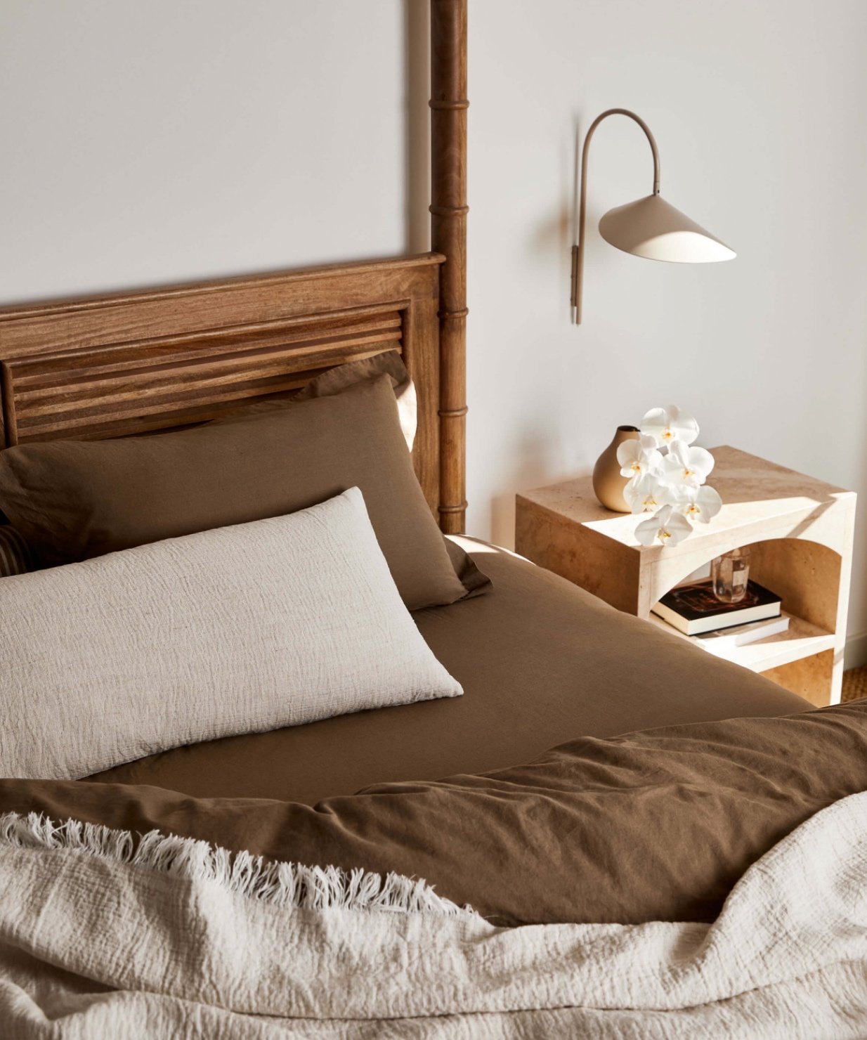 Ava Nougat Pure Linen Lumbar Cushion