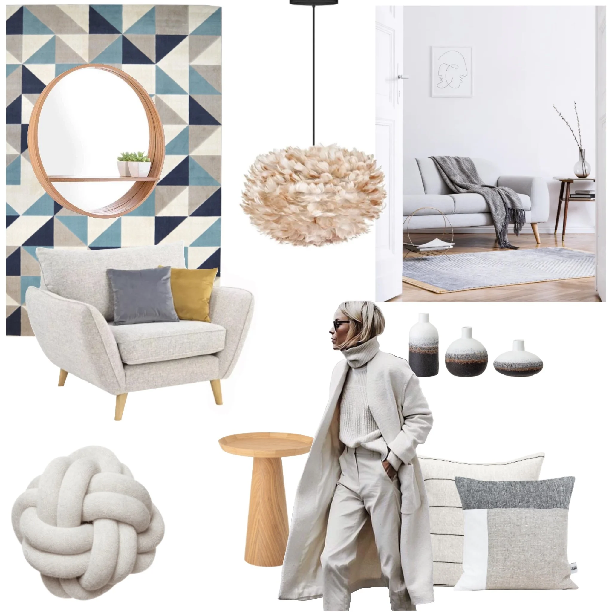 Scandinavian style interior design mood board for a Wimbledon home renovation project