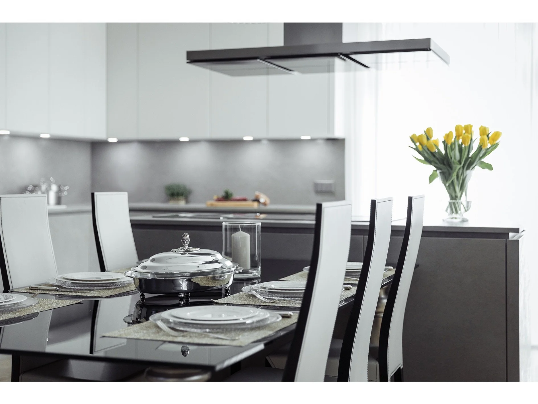 Richmond contemporary kitchen with modern cabinetry, kitchen island, and sleek finishes.
