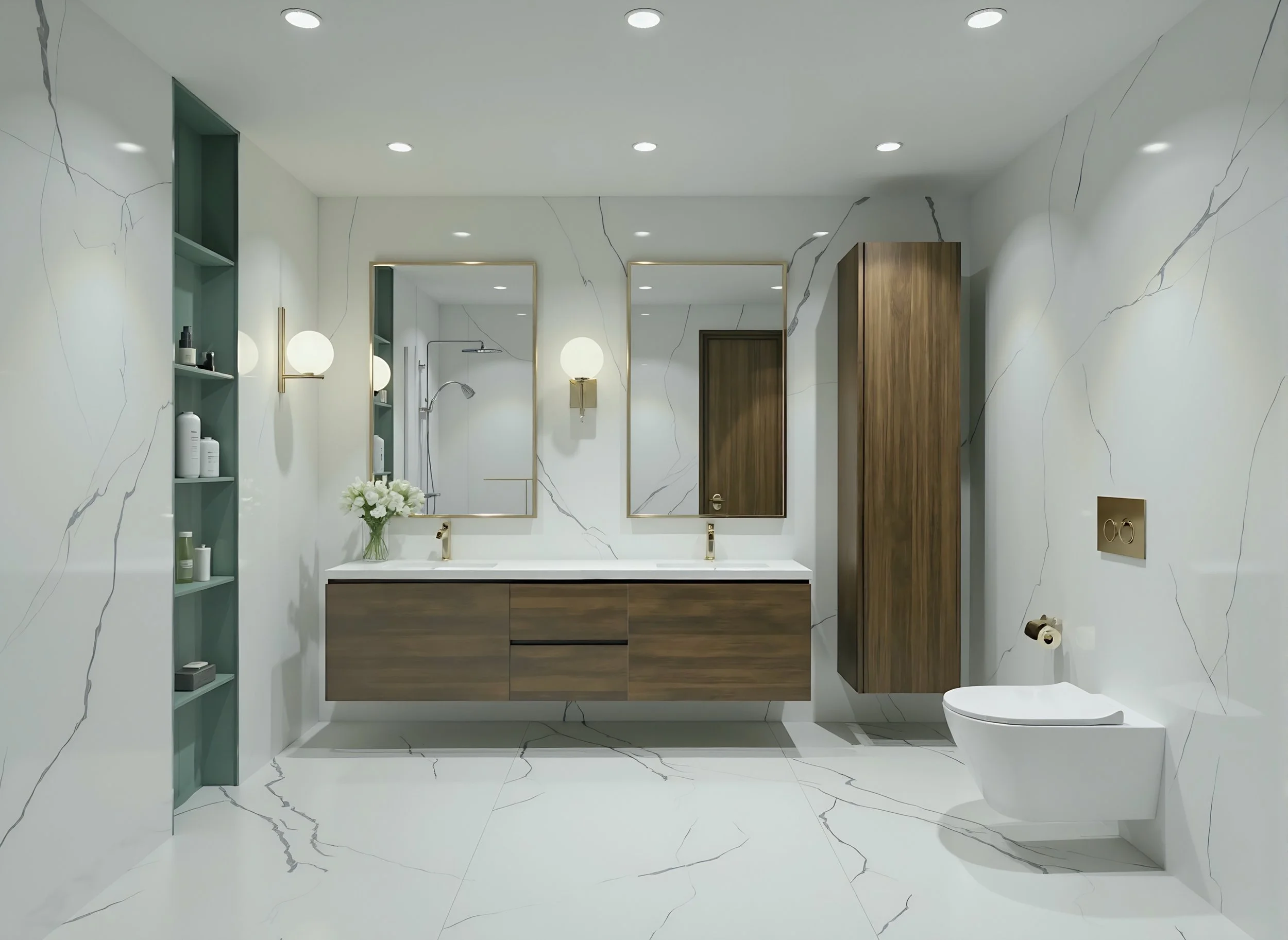 Contemporary bedroom with floating units in our battersea project. 