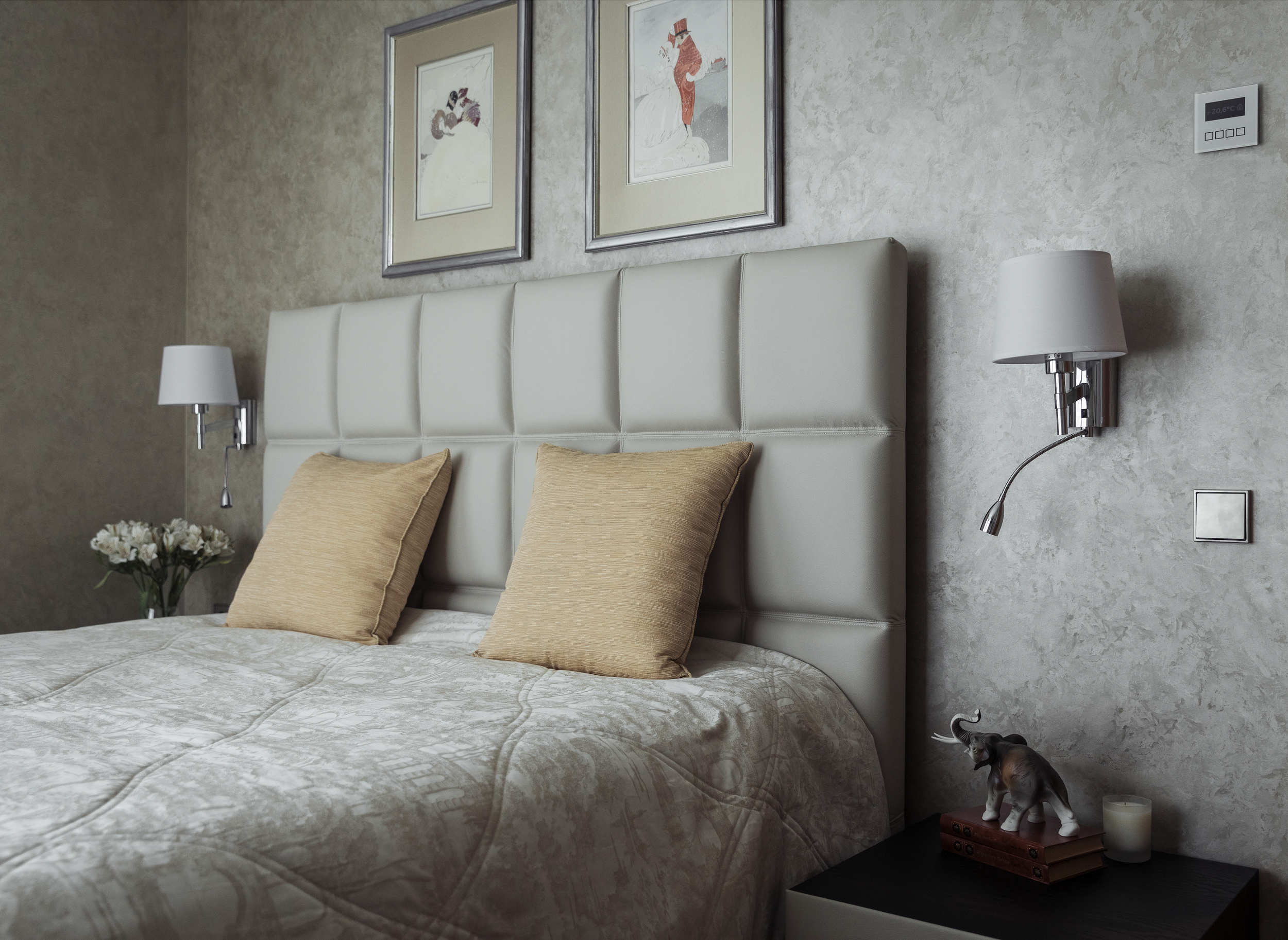 Richmond Art Deco bedroom with elegant furniture, decorative accents, and contemporary design elements.
