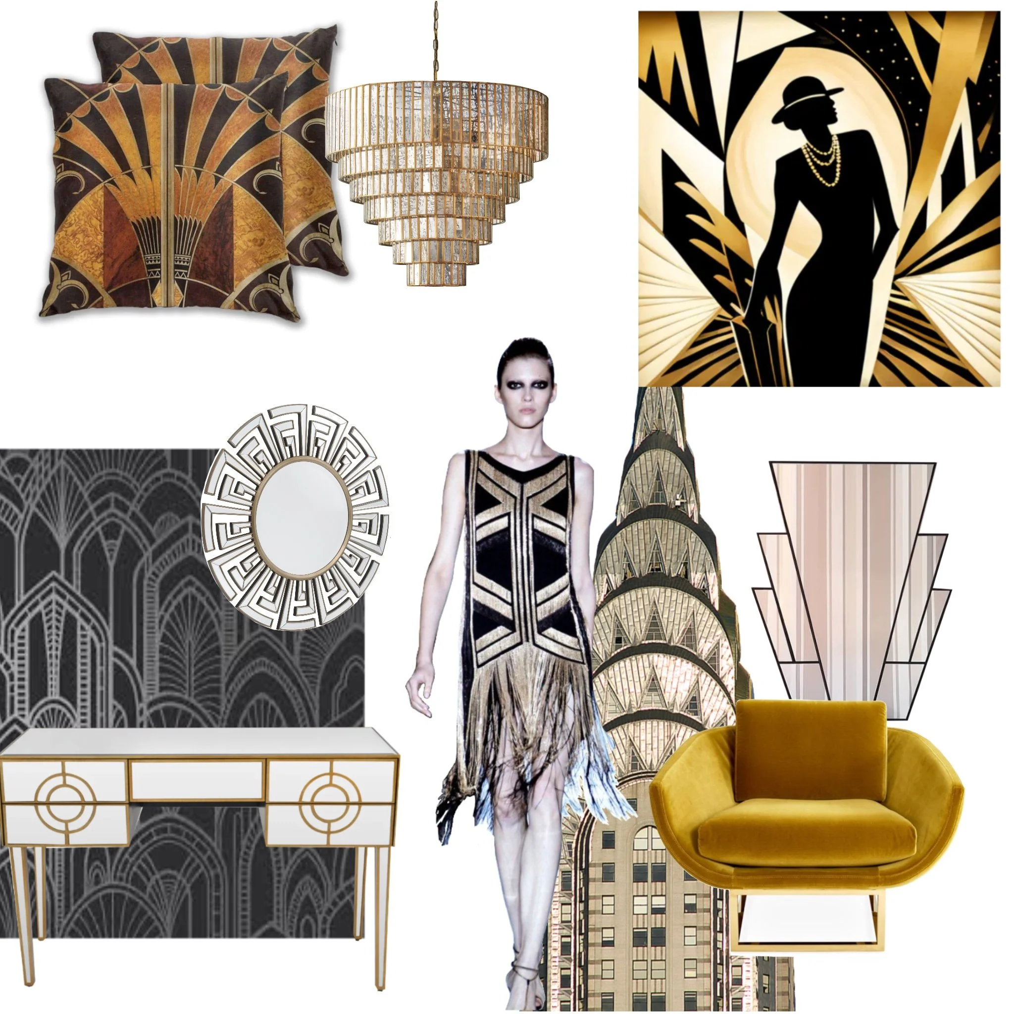 Art Deco inspired interior design mood board for a Richmond home project.