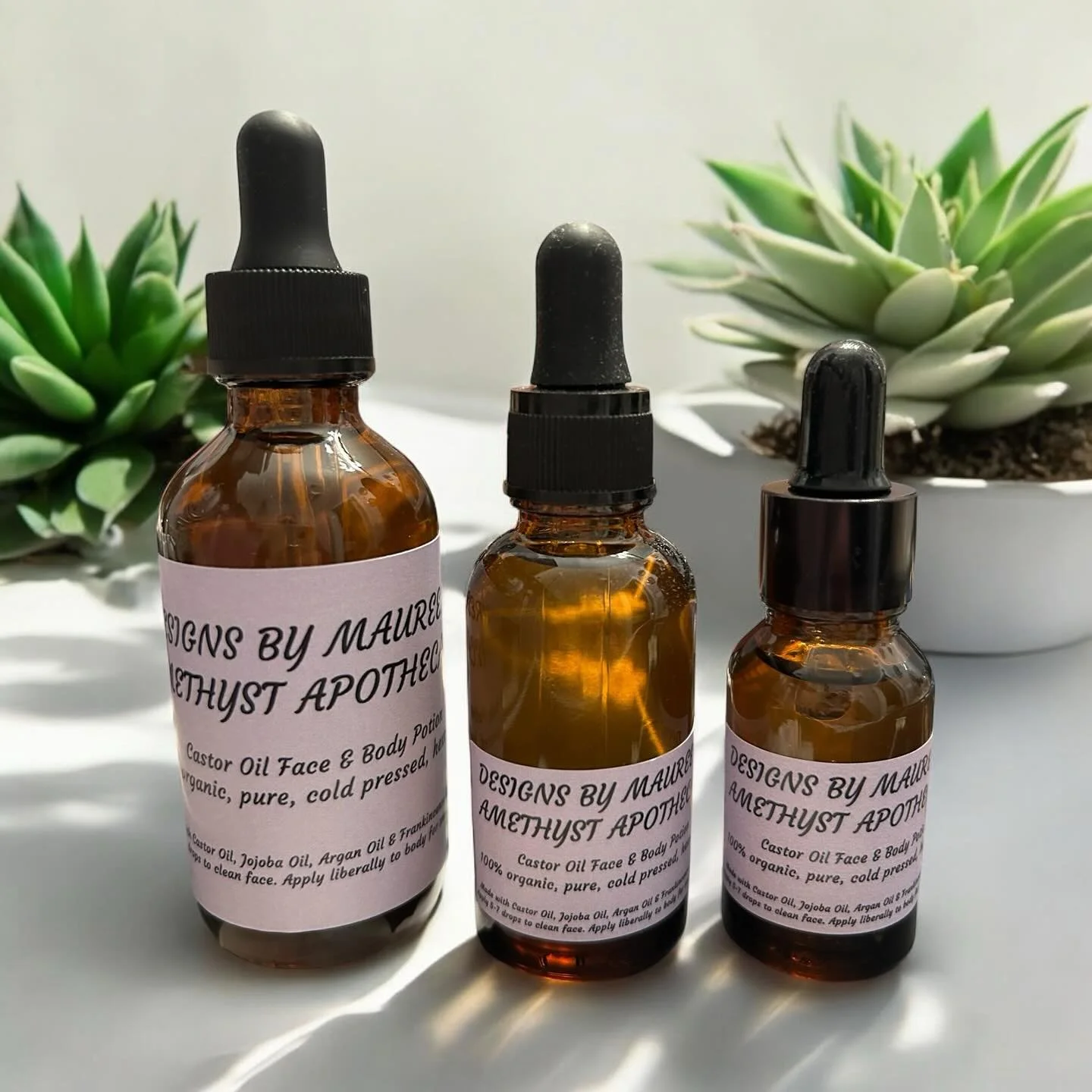 The list of benefits of Castor Oil is long. I created this blend for myself about a year ago, as I was tired of spending a lot of money on products that purportedly hydrate and improve skin. Nothing was working. So I did some research on natural oils