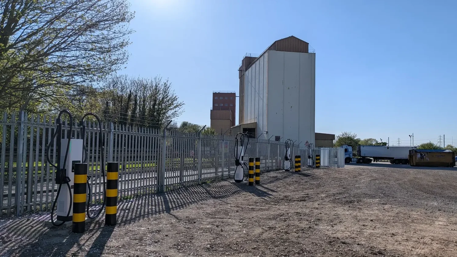 Commercial fleet charging installation at an operational industrial site