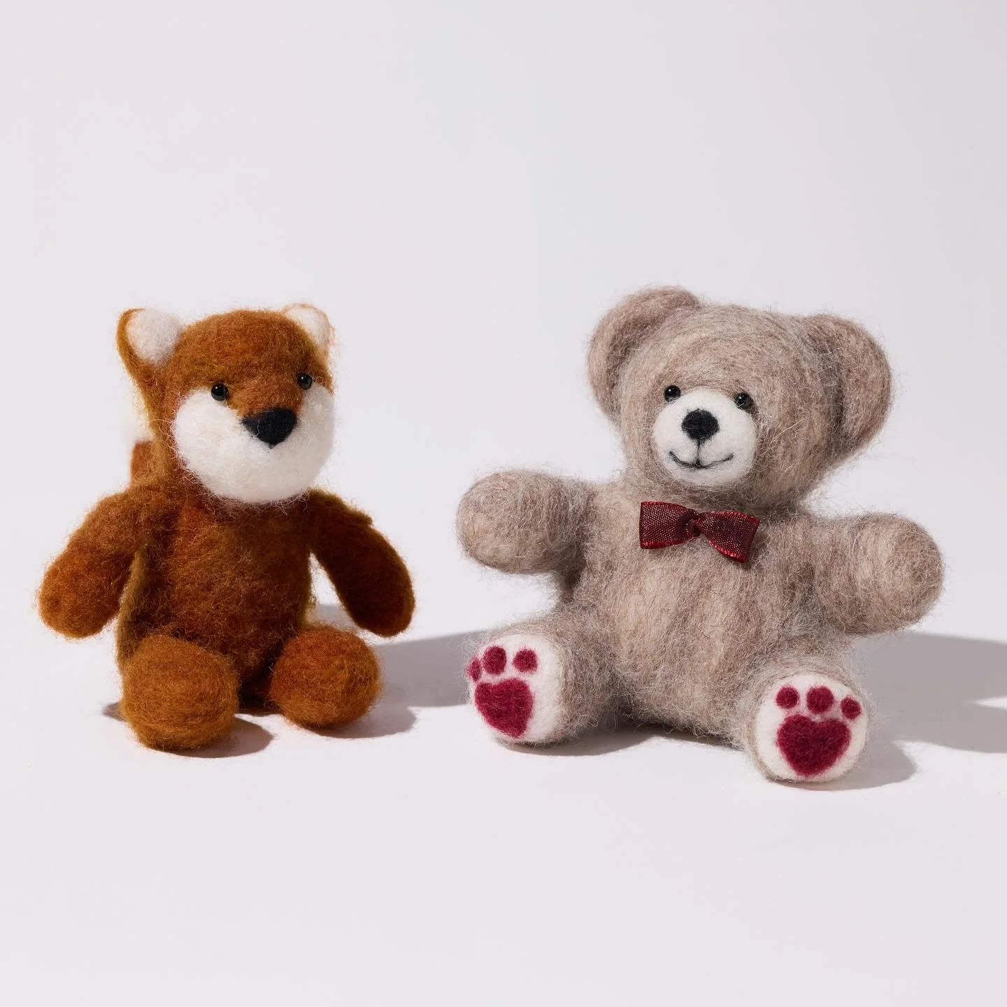 Foxy and Big Bear are the reoccurring characters in the book. They are based off my two boys favorite stuffed animals of the same names that I had recreated in needle felt by a local artist.
Their personalities are those of my boys. Big Bear with mes