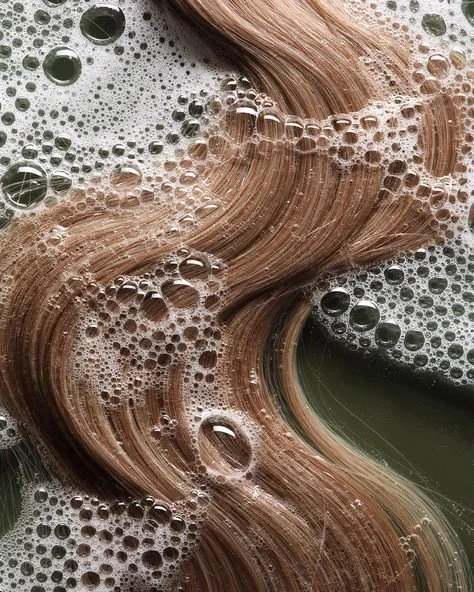 hair with sudsy water