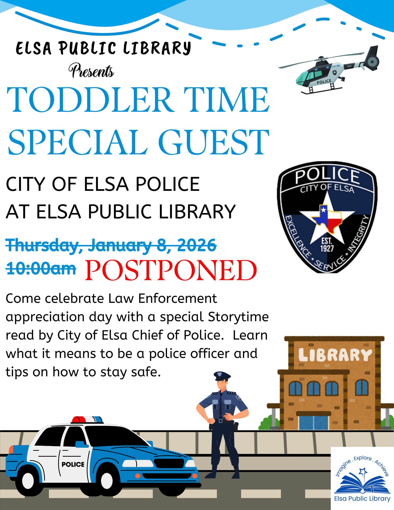 Toddler Time Special Guest City of Elsa Police - POSTPONED