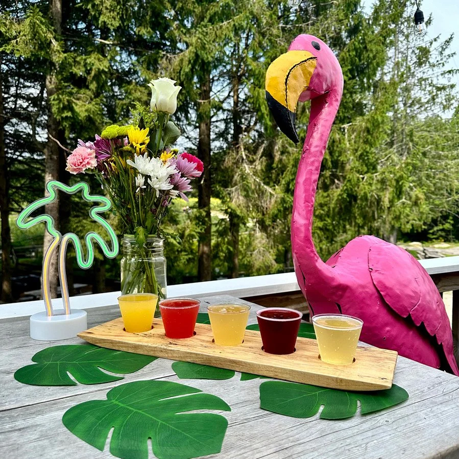 Metal Flamingo with Cider Flight
