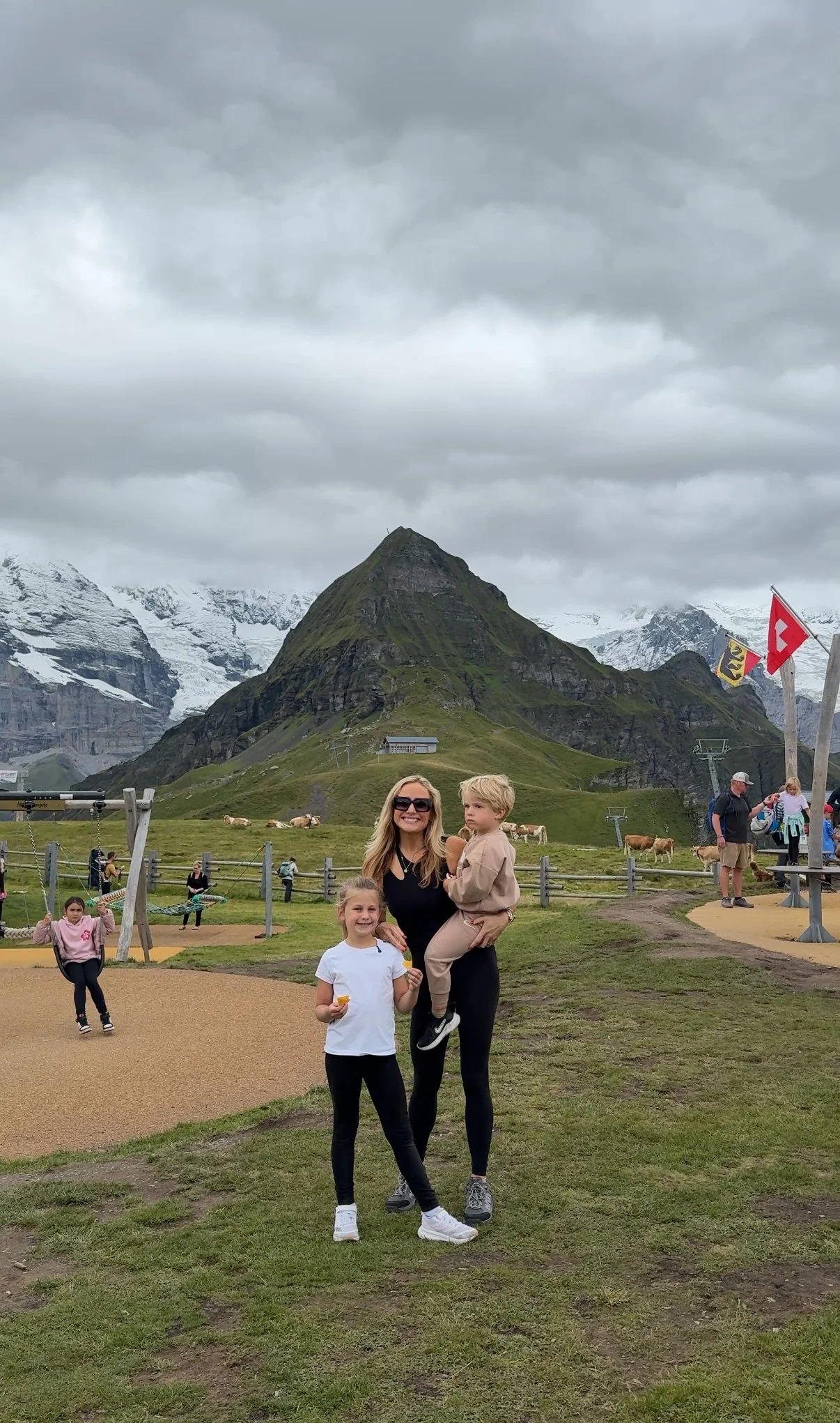 best playground in the Swiss Alps with kids Cow Playground