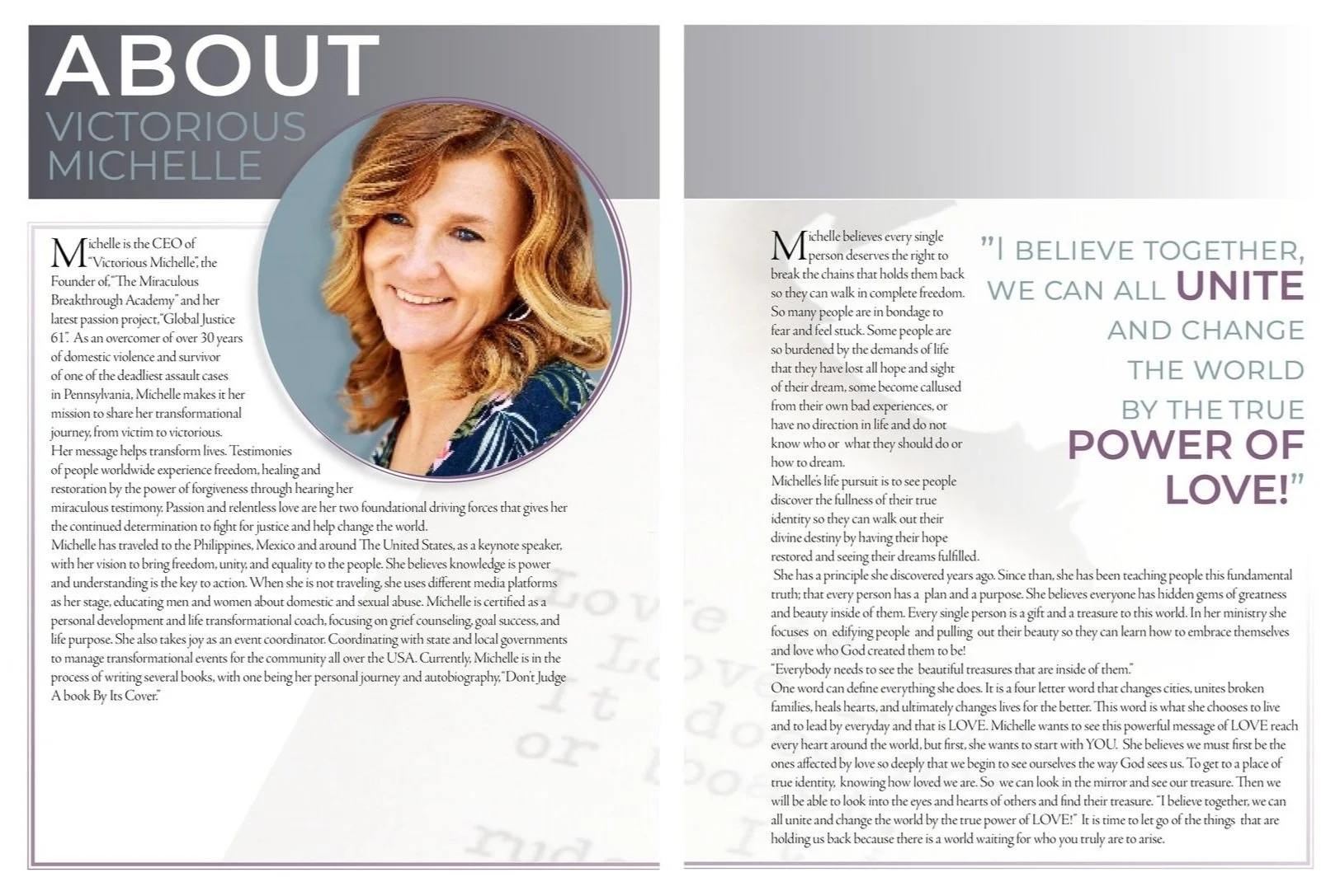 Nicole took photography for the headline article, created the design, and oversaw the copy for her hired client. 

Software used:
Adobe Photoshop, Illustrator, and InDesign. 