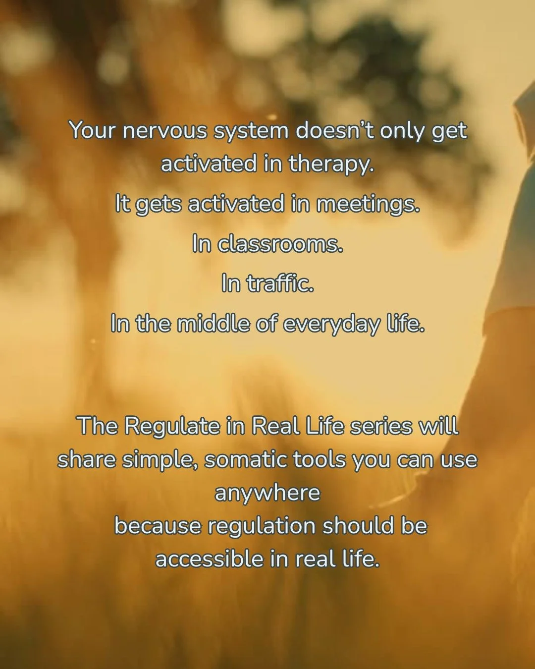 Join us each Thursday for Regulate in Real Life,
a series of simple, body-based tools to help you feel more grounded, steady, and present in the middle of your everyday life.
Each practice is brief, subtle, and designed for real moments, no extra tim