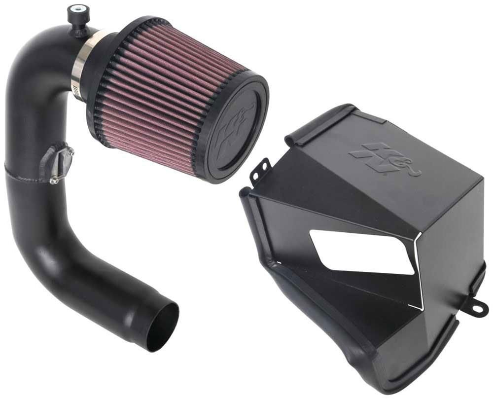 The K&N Typhoon air intake boosts airflow, power, and engine sound with a high-flow filter and durable aluminium tube.