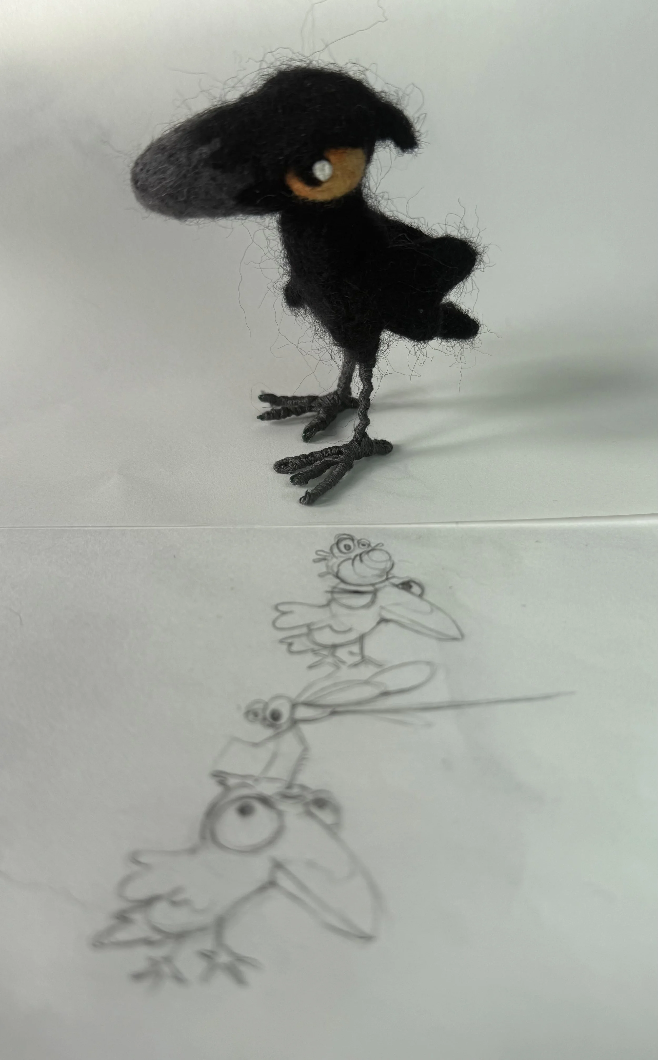 A needle felted crow 