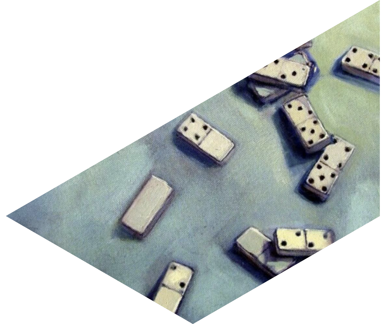 Domino pieces scattered on a surface