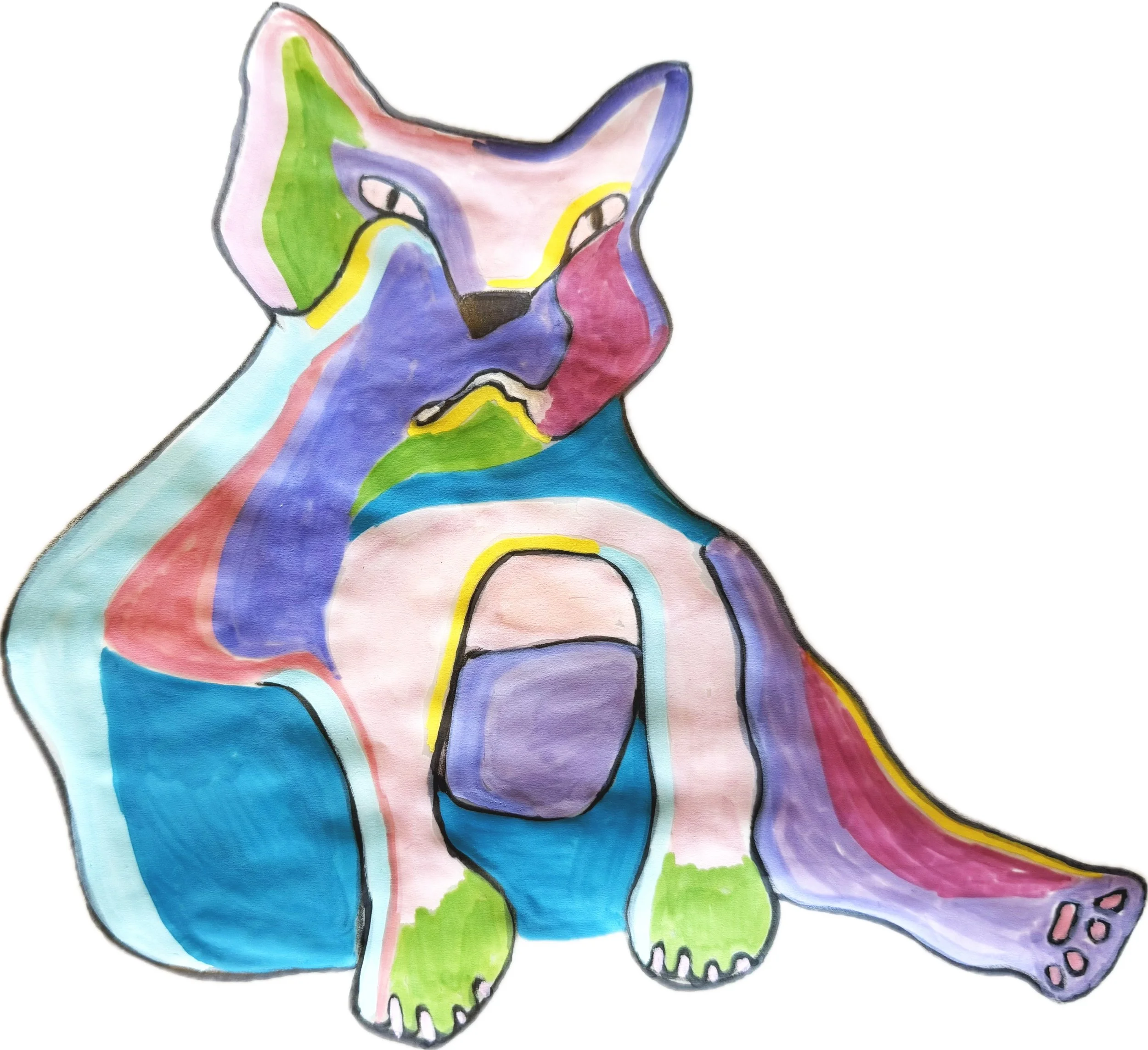 Colorful abstract illustration of a sitting cat