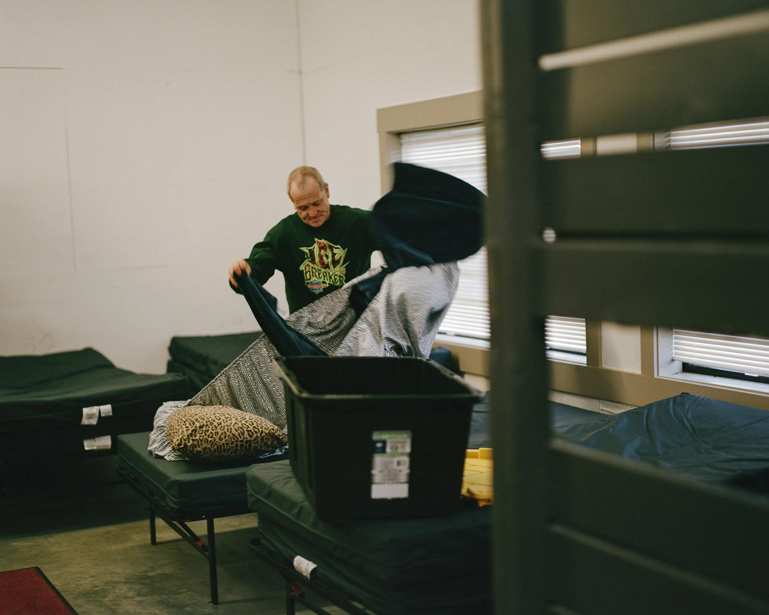 Clarence Henrickson at the Flathead Warming Center. Clarence has been homeless for the past 16 months. He's found it difficult to make a living and find housing since moving to Kalispell in 2007, with a full time job he still can't afford a place to 