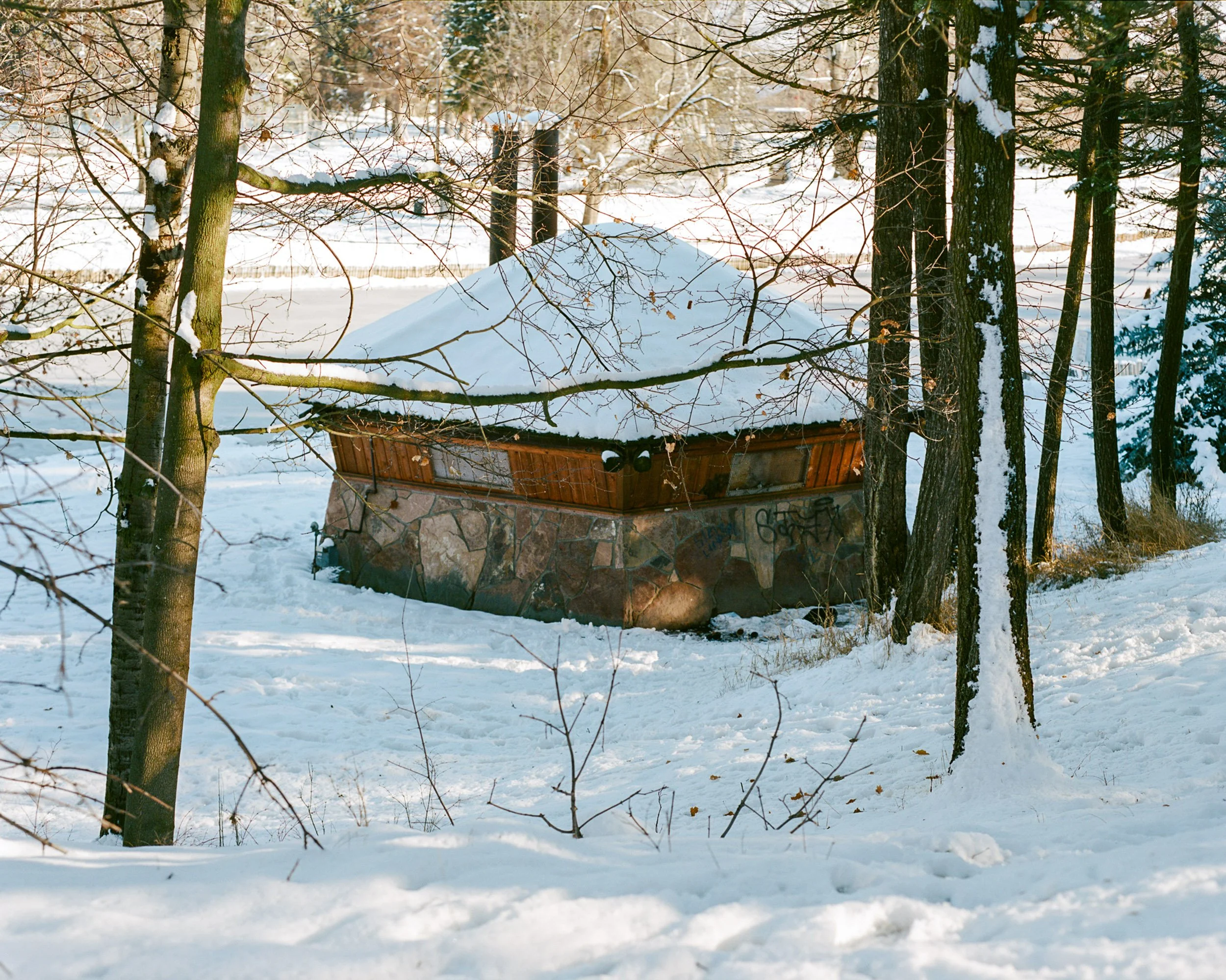 Discarded belongings behind the unused warming hut in Woodland Park. Kalispell, MT