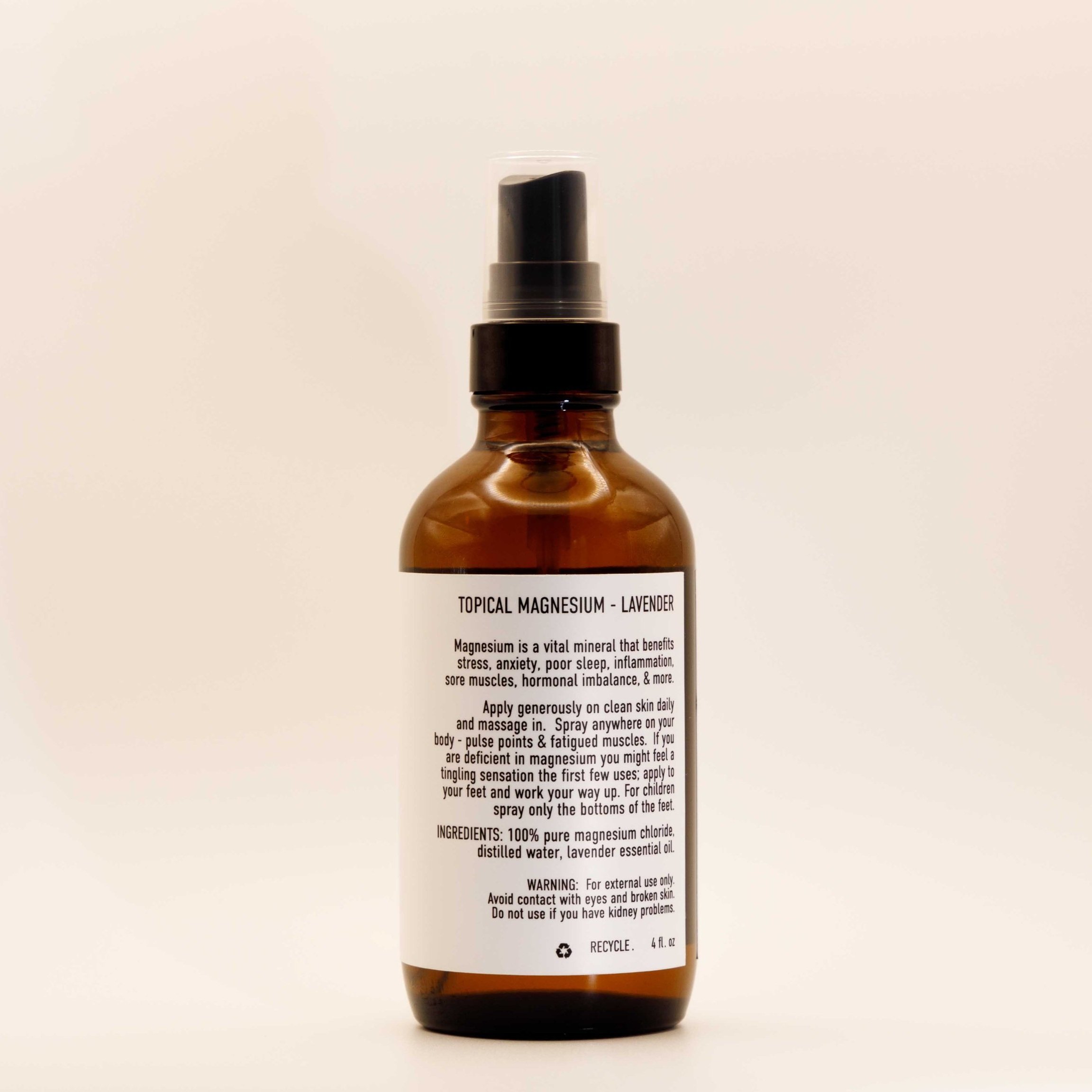Ozco Goods Lavender Magnesium Oil Spray for Topical application and supplementation. Transdermal magnesium. Bloodstream absorption.