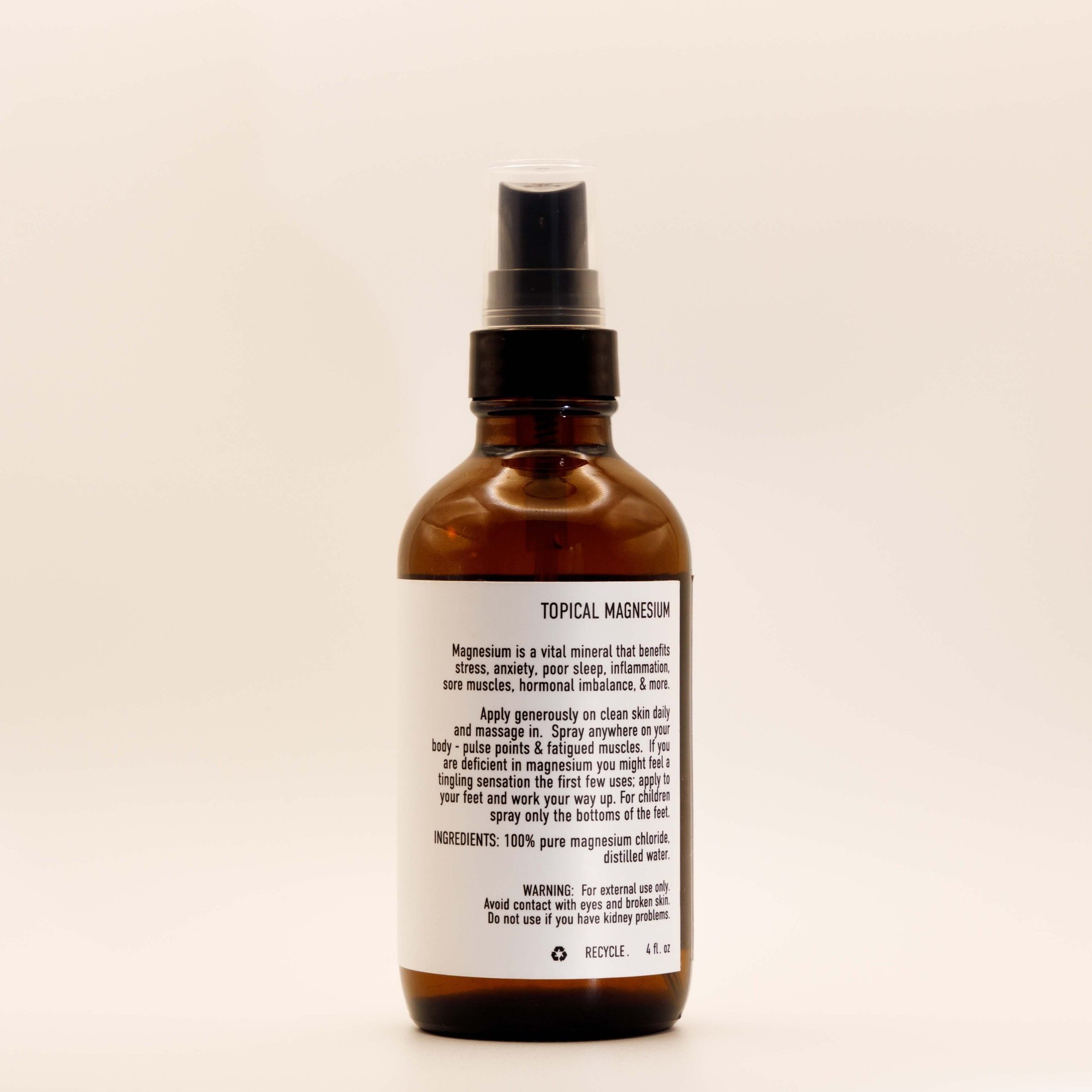 Unscented Pure Magnesium Oil Spray for Topical application and supplementation. Transdermal magnesium. Bloodstream absorption.