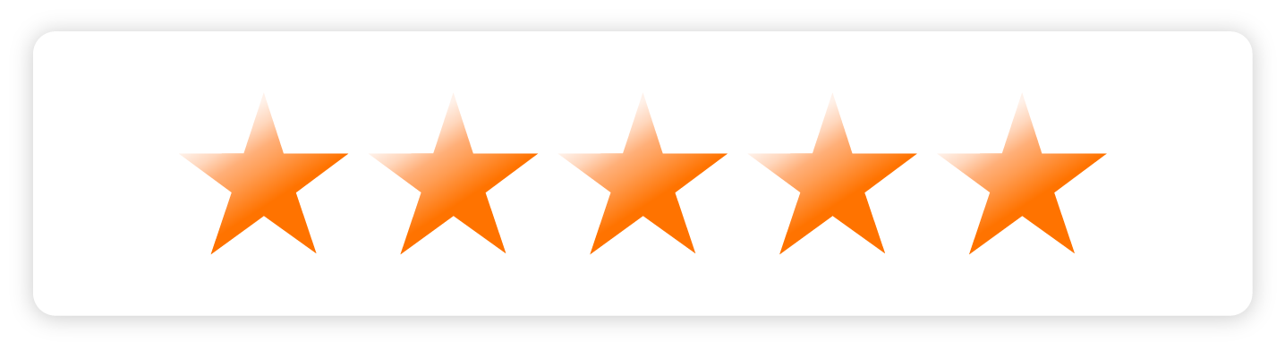 Five orange stars representing a perfect 5-star customer satisfaction rating, symbolizing trust, credibility, and exceptional service quality