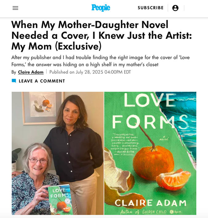 People magazine Claire Adam Love Forms When my mother-daughter novel needed a cover, I knew just the artist: My mom (exclusive)