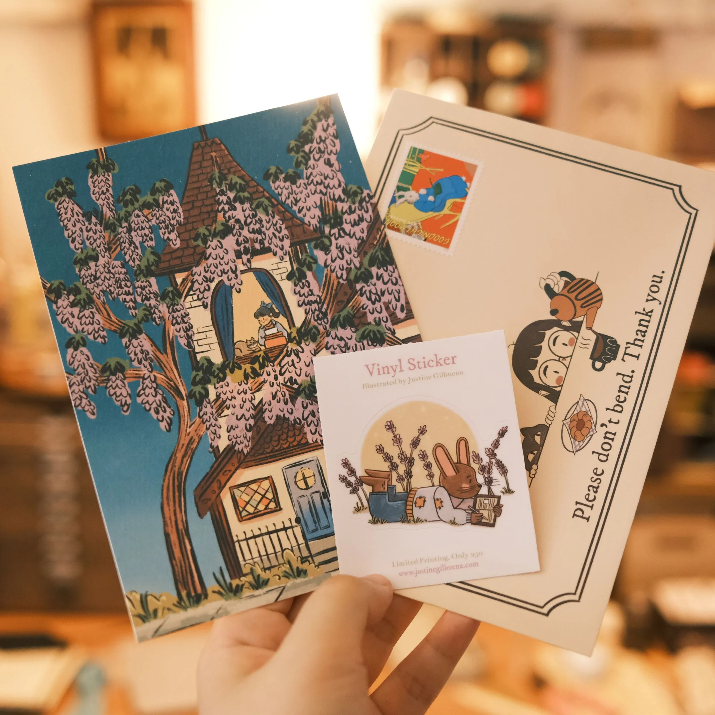 May 2025: Wisteria House Postcard and Rabbit Journaling Sticker