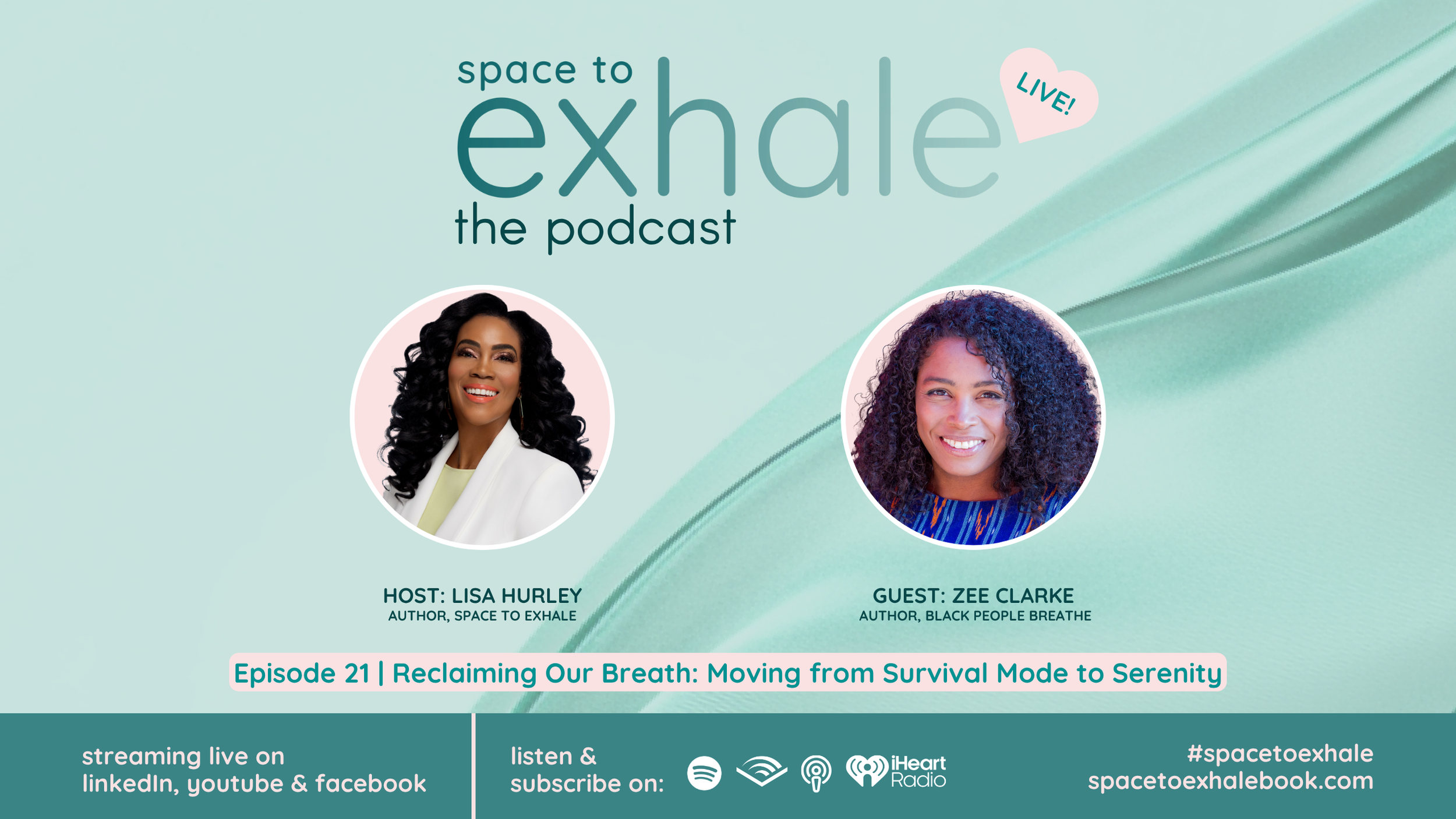 Reclaiming Our Breath: Moving from Survival Mode to Serenity, featuring Zee Clarke. Move beyond merely surviving, and reclaim your peace. Listen on Spotify ↑ 