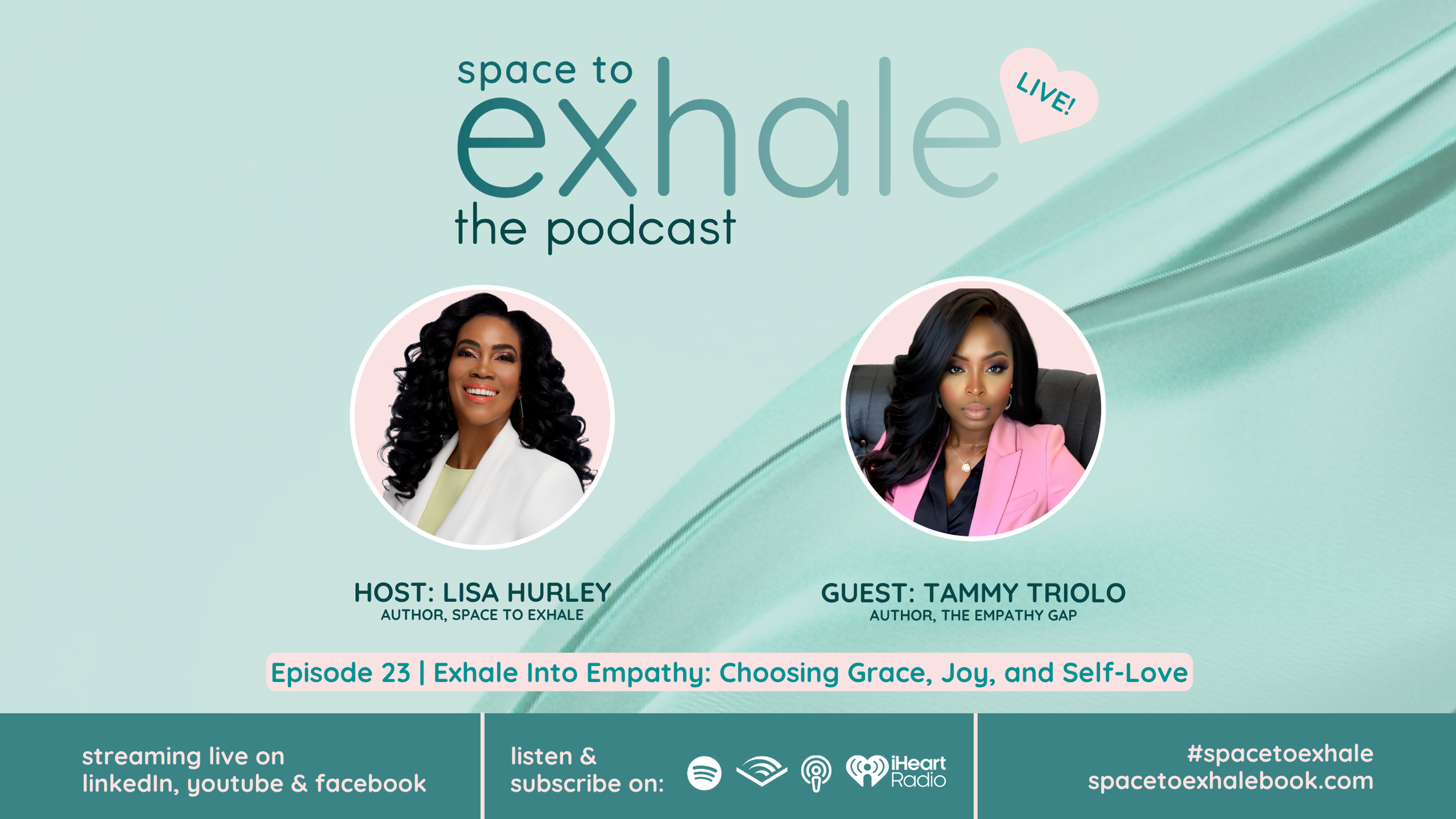 Exhale Into Empathy: Choosing Grace, Joy, and Self-Love, featuring Tammy Triolo. Empathy heals us as much as it heals others. Listen on Spotify ↑ 