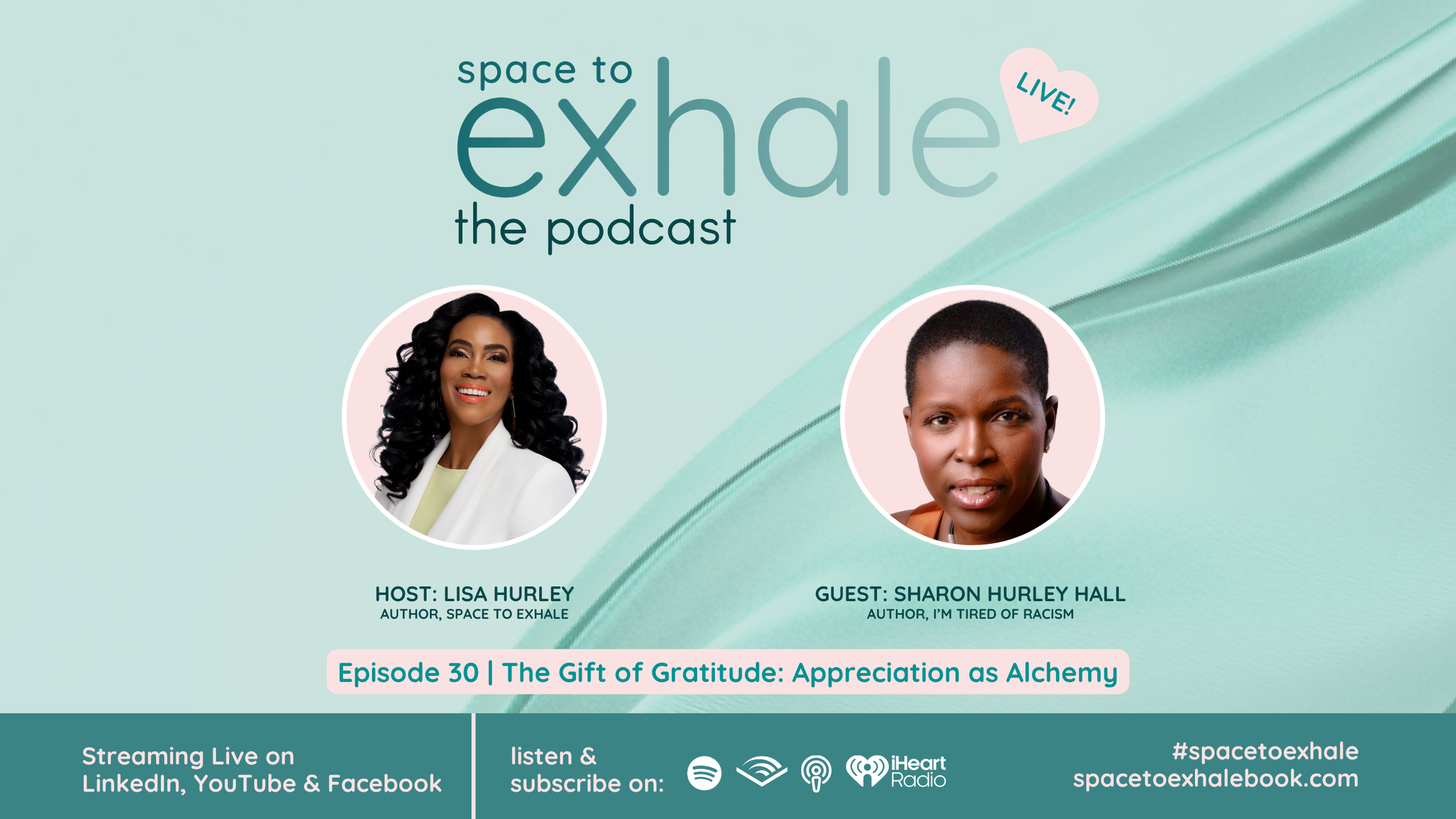 The Gift of Gratitude: Appreciation as Alchemy, featuring Sharon Hurley Hall.

Discover how gratitude can transform the way you live. Listen on Spotify ↑ 