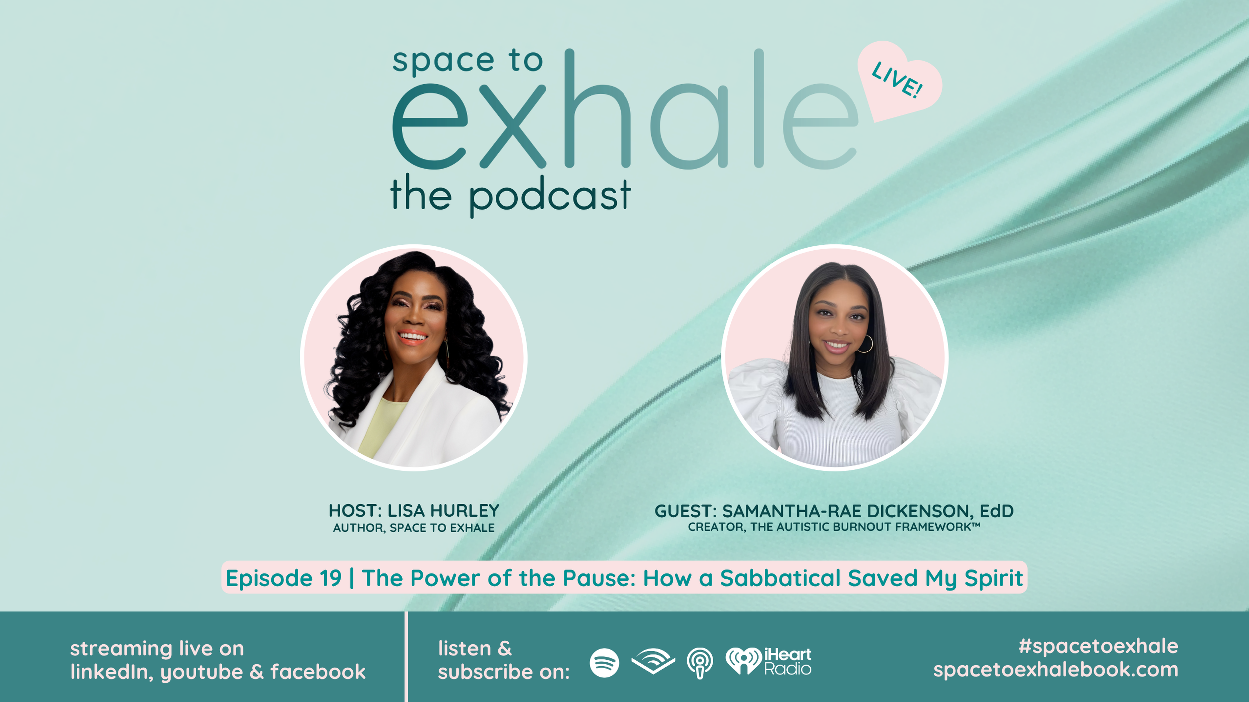 The Power of the Pause: How a Sabbatical Saved my Spirit, featuring Dr. Samantha-Rae Dickenson. Sometimes stepping away is the bravest thing to do. Listen on Spotify ↑ 