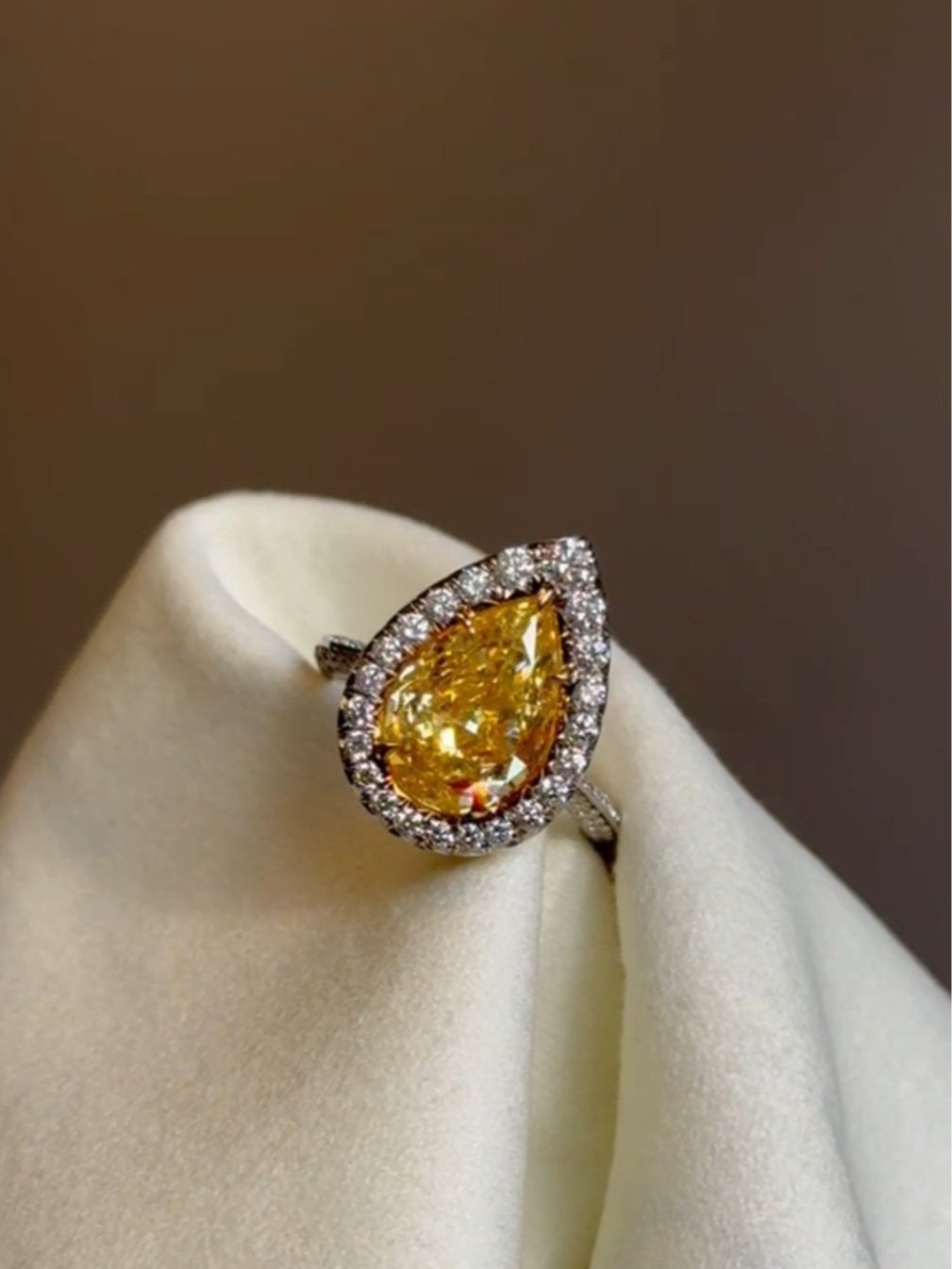 pear cut fancy yellow diamonds, luxury custom jewellery shop in Melbourne, australia, buy rare gemstones, gifts for her